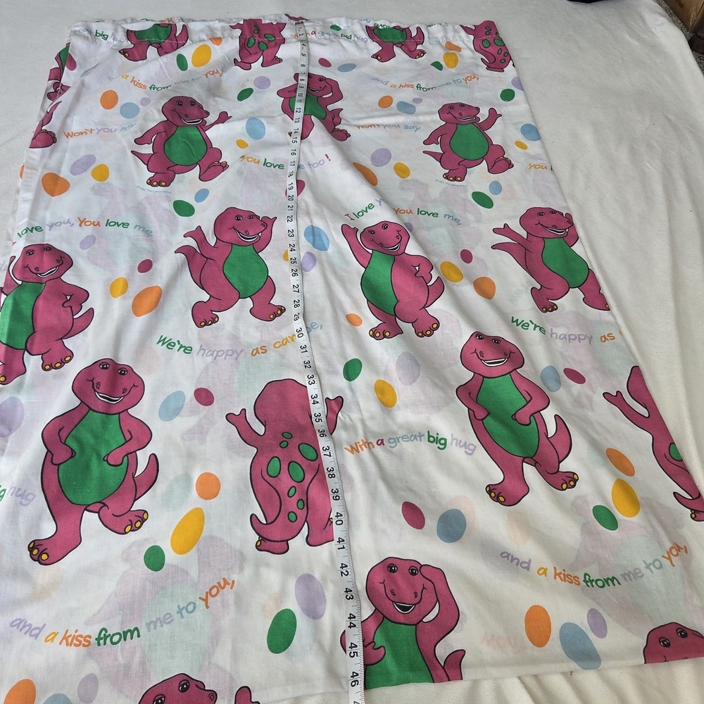 Vintage Barney TWIN Flat Sheet 1992 Lyons Group 90s Purple Dinosaur - Picture 4 of 6